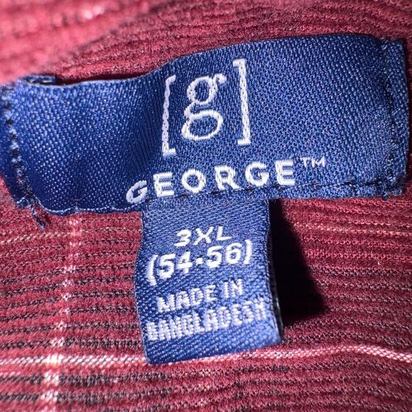 George Men’s 2XL Button-Front Shirt Maroon Plaid Casual Cottagecore Y2K - Picture 2 of 5